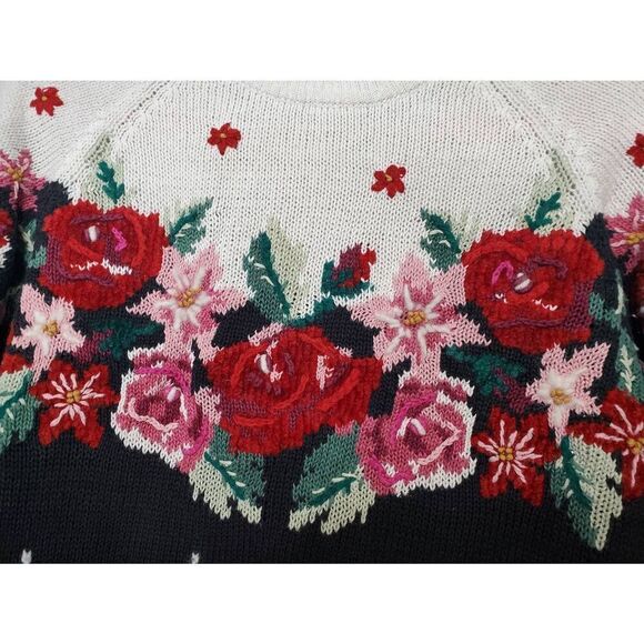 Vintage Alfred Dunner Grandma Cottagecore Dark Romantic Floral Mock Neck Sweater - Picture 5 of 10